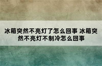 冰箱突然不亮灯了怎么回事 冰箱突然不亮灯不制冷怎么回事